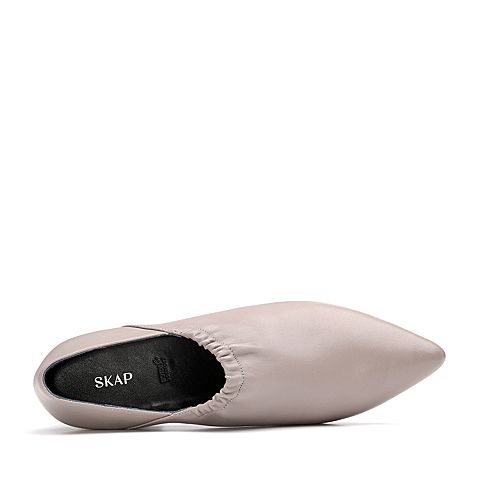 SKAP/圣伽步秋冬专柜同款羊皮时尚及踝靴粗跟女单鞋10811701