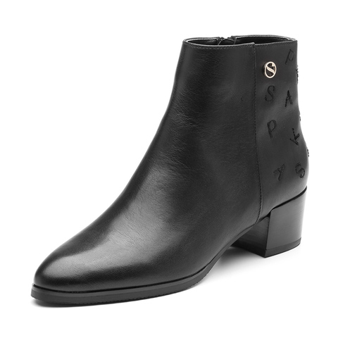 SKAP/圣伽步秋冬专柜同款牛皮时尚方跟女短靴10810991