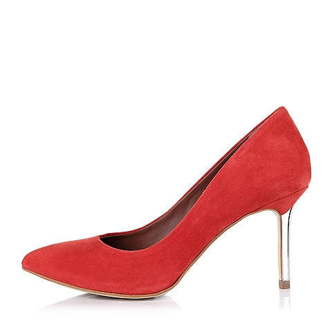 STACCATO/思加图春季专柜同款女士红色羊绒面皮女单鞋EY234AQ3
