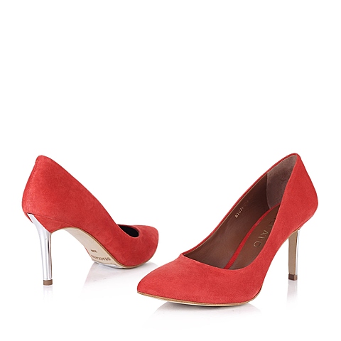 STACCATO/思加图春季专柜同款女士红色羊绒面皮女单鞋EY234AQ3
