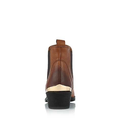 STACCATO/思加图冬季棕色油蜡小牛皮/啡色常用橡筋女皮靴9GV17DD3