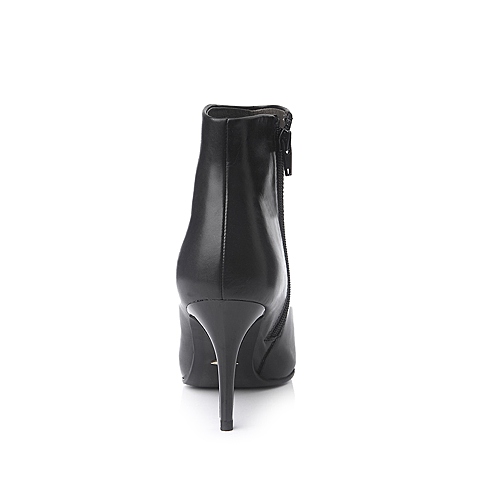 STACCATO/思加图冬季专柜同款黑色打蜡胎牛皮女皮靴9SX07DD4