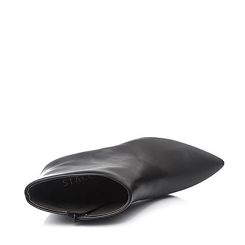 STACCATO/思加图冬季专柜同款黑色打蜡胎牛皮女皮靴9SX07DD4