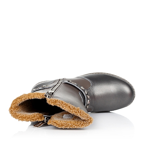 STACCATO/思加图童鞋专柜同款冬季牛皮深银女中童童靴马丁靴93659