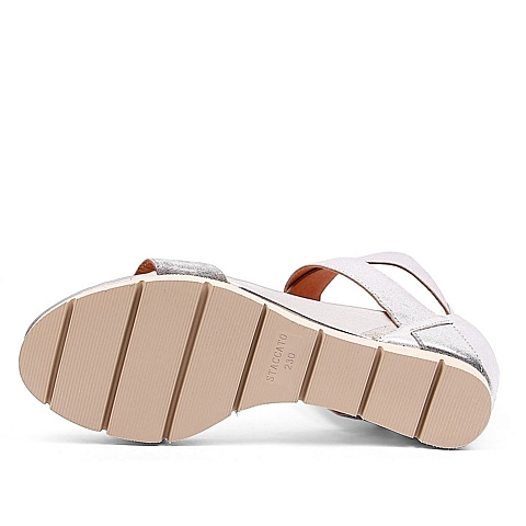 STACCATO/思加图夏季银色贴膜羊皮/银色常用橡筋女皮凉鞋9RK04BL4