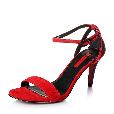 STACCATO/思加图夏季专柜同款红色羊皮女凉鞋V9N02BL5