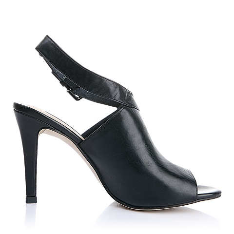 STACCATO/思加图夏季专柜同款黑色牛皮女凉鞋9UQ01BL5