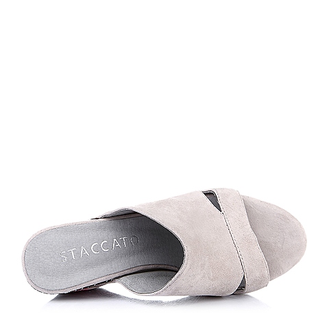 STACCATO/思加图夏季专柜同款浅灰羊绒皮女鞋9FH78BT5