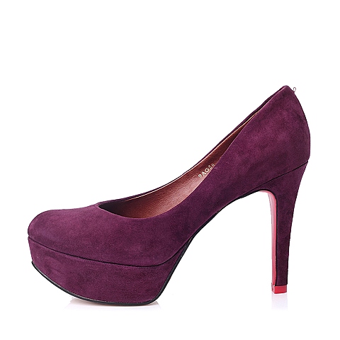STACCATO/思加图秋季专柜同款紫色羊绒皮浅口女单鞋9AG54CQ5
