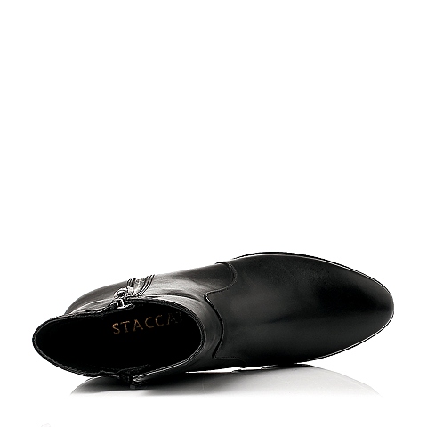 STACCATO/思加图冬季专柜同款黑色牛皮女短靴9SM09DD5