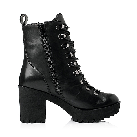 STACCATO/思加图冬季专柜同款黑色牛皮女靴（皮里）9QD30DD5