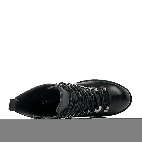 STACCATO/思加图冬季专柜同款黑色牛皮女靴（皮里）9QD30DD5