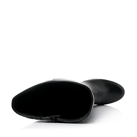 STACCATO/思加图冬季专柜同款黑色牛皮女靴9XU04DG5