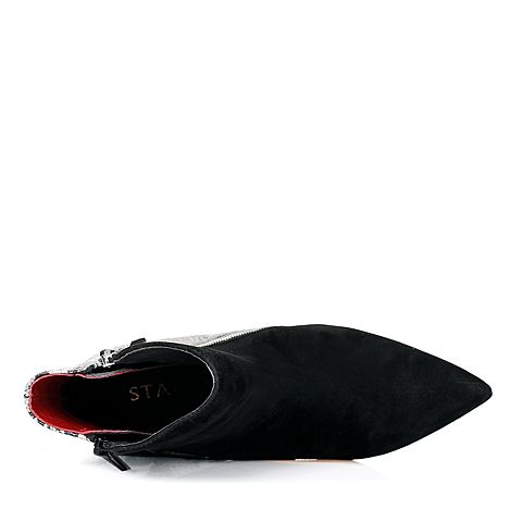 STACCATO/思加图冬专柜同款黑羊绒皮女靴9XI05DD5