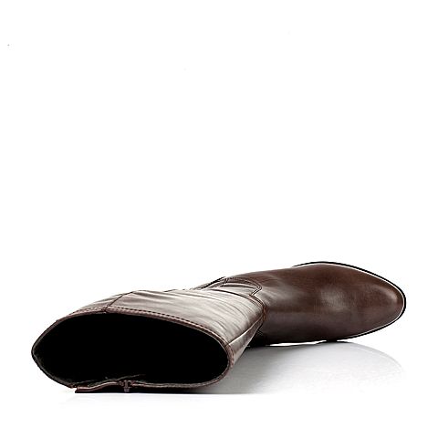 STACCATO/思加图冬季专柜同款浅杏小牛皮女靴（皮里）9SM10DG5