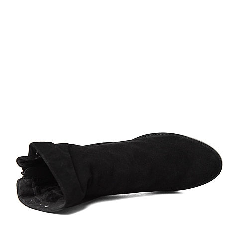 STACCATO/思加图冬季专柜同款黑色羊皮女短靴(绒里)C1101DD5