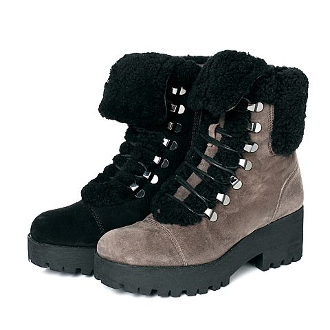 STACCATO/思加图冬季专柜同款黑二层牛皮女靴（皮里）9XP02DD5