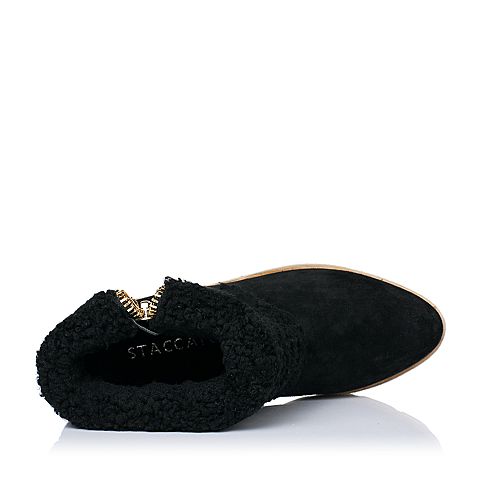 STACCATO/思加图冬季专柜同款黑色牛皮女靴9UV33DS5