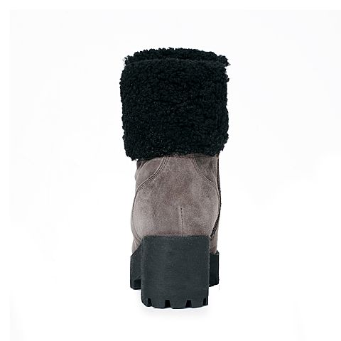 STACCATO/思加图冬季专柜同款深灰/黑羊绒皮女靴（皮里）9XP02DD5