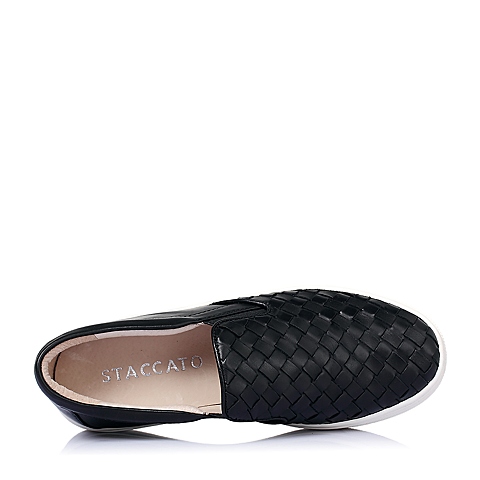 STACCATO/思加图秋季专柜同款黑色小牛皮女单鞋（编织）9UI24CM5