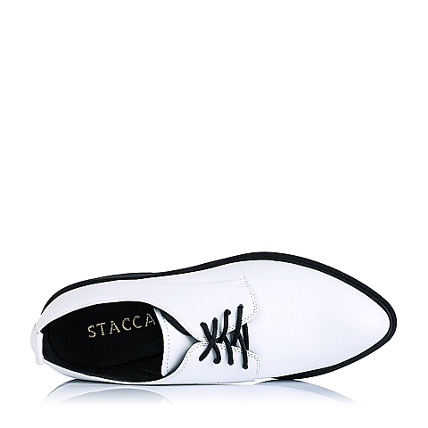 STACCATO/思加图秋季专柜同款白色羊皮厚底简约满帮女单鞋P9XH0CM5
