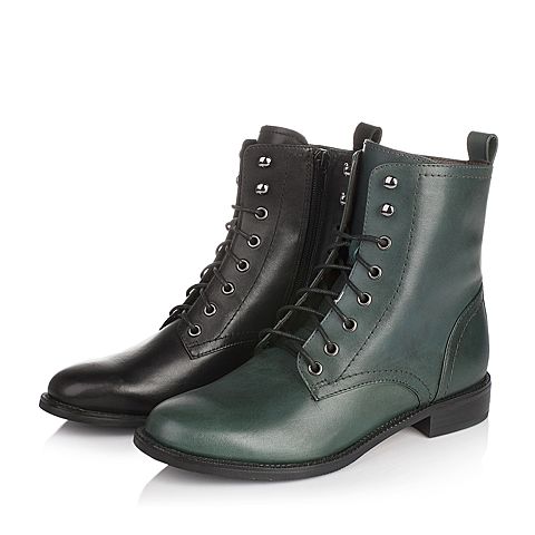 STACCATO/思加图冬季专柜同款绿色牛皮女短靴(皮里)9RA43DD5