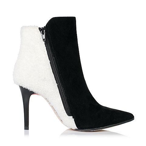 STACCATO/思加图冬季专柜同款黑/米白色羊皮女靴9XI05DD5