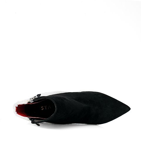 STACCATO/思加图冬季专柜同款黑/米白色羊皮女靴9XI05DD5
