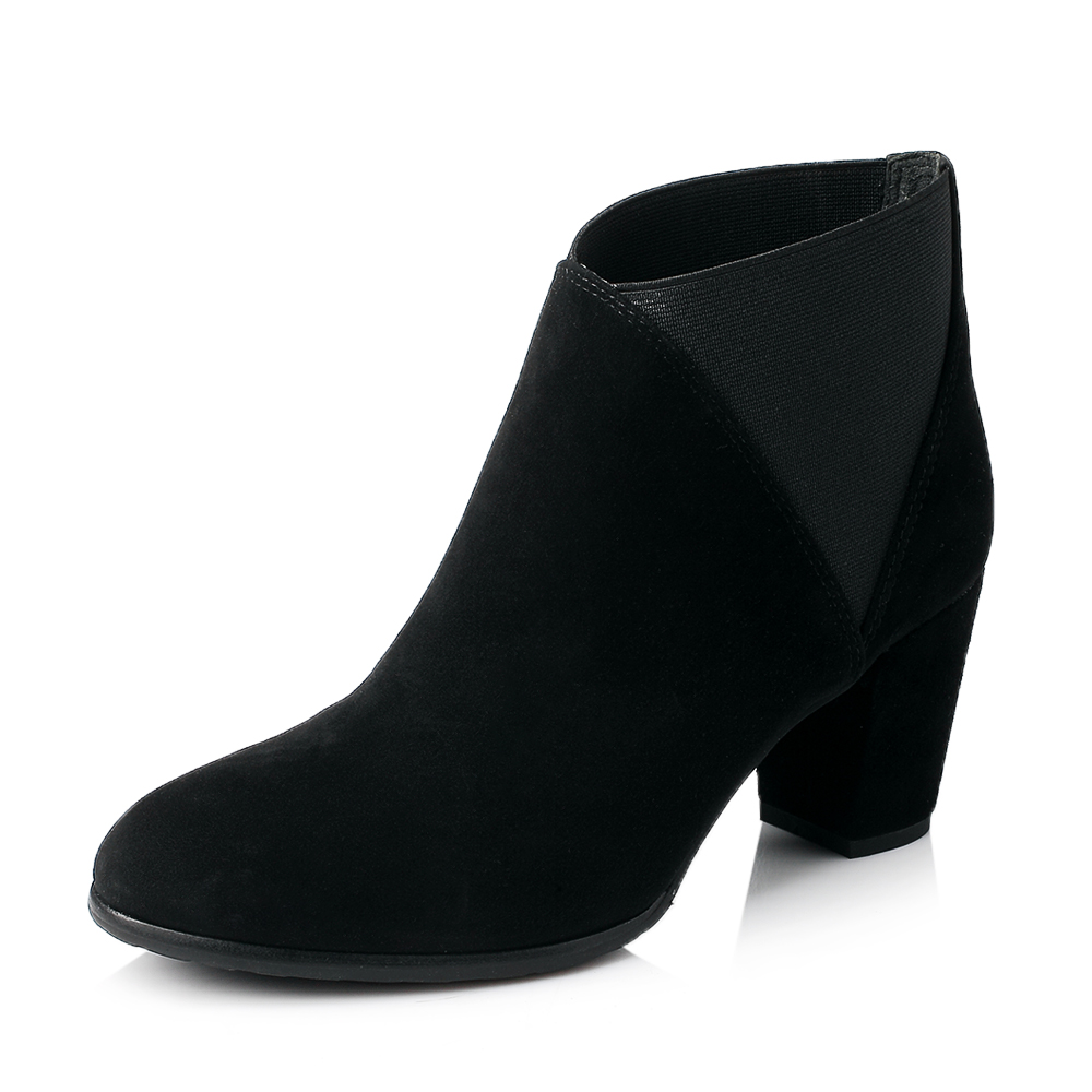 STACCATO/思加图冬季专柜同款黑色羊皮女短靴(绒里)9SA07RD5