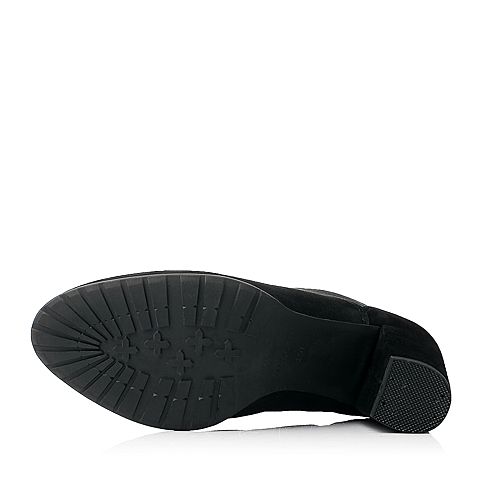 STACCATO/思加图冬季专柜同款黑色羊皮女短靴(绒里)9SA07RD5