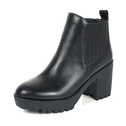 STACCATO/思加图冬季专柜同款黑色牛皮女靴（绒里）9QD04RD5