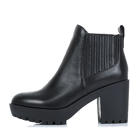STACCATO/思加图冬季专柜同款黑色牛皮女靴（绒里）9QD04RD5