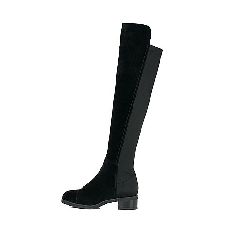 STACCATO/思加图冬季专柜同款黑色羊绒皮女靴P9001DC5