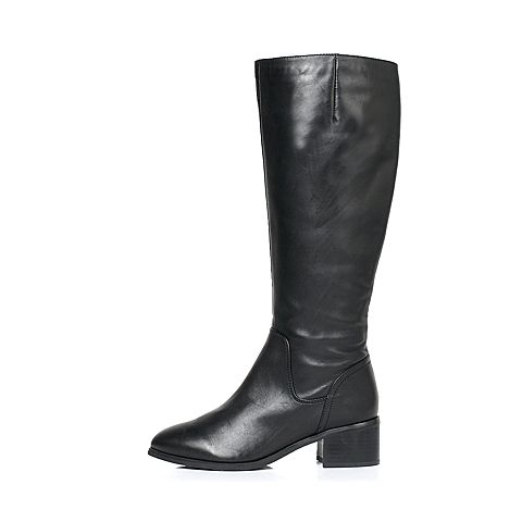 STACCATO/思加图冬季专柜同款黑色牛皮女靴9XY02MG5