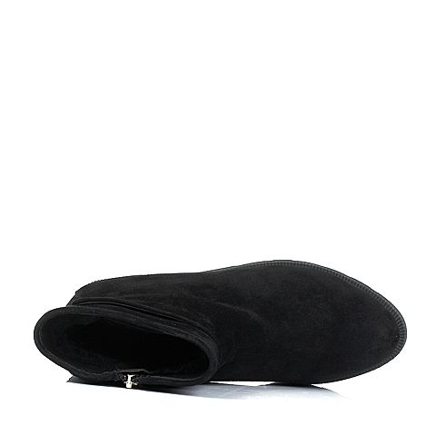 STACCATO/思加图冬季专柜同款黑色羊皮女皮靴(毛里）D6102MZ5