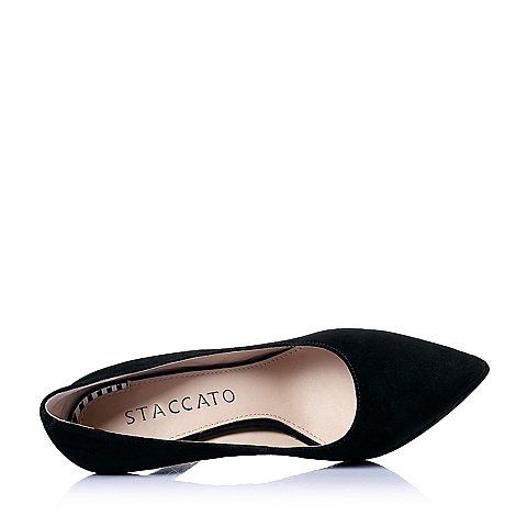 STACCATO/思加图春季专柜同款黑羊绒皮女皮鞋YQ02DAQ6