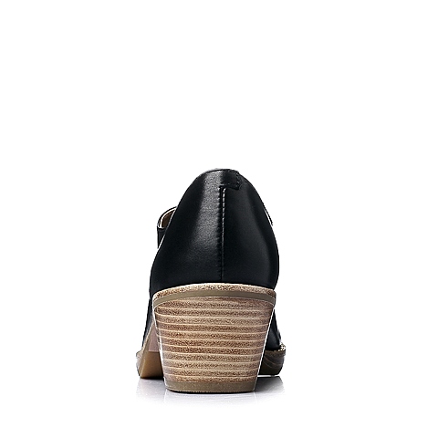 STACCATO/思加图春季专柜同款黑色胎牛皮女单鞋9XG03AM6