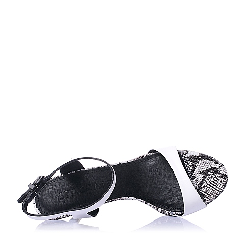 STACCATO/思加图夏季专柜同款女士白色光面牛皮革女皮凉鞋9VN07BL6