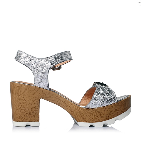 STACCATO/思加图夏季专柜同款银色牛皮女凉鞋（编织）9JC01BL6