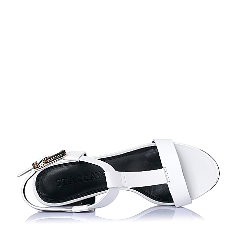 STACCATO/思加图夏季专柜同款白色胎牛皮女凉鞋9JO02BL6