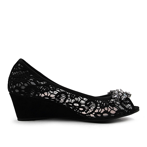 STACCATO/思加图春季专柜同款黑色蕾丝网布女鞋9UJ08AU6