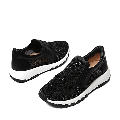 SATCCATO/思加图春季专柜同款黑色网布女皮鞋9YC01AM6