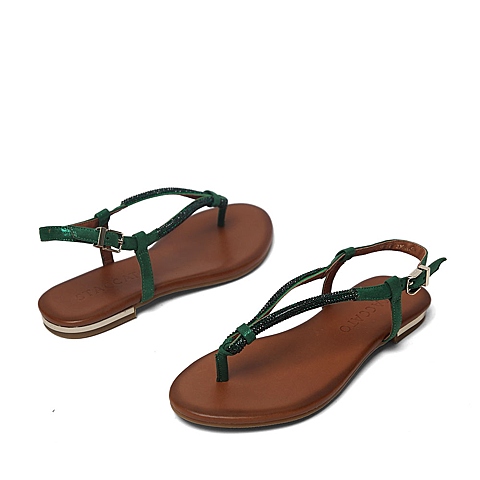 STACCATO/思加图夏季专柜同款绿色布女凉鞋9JH04BL6