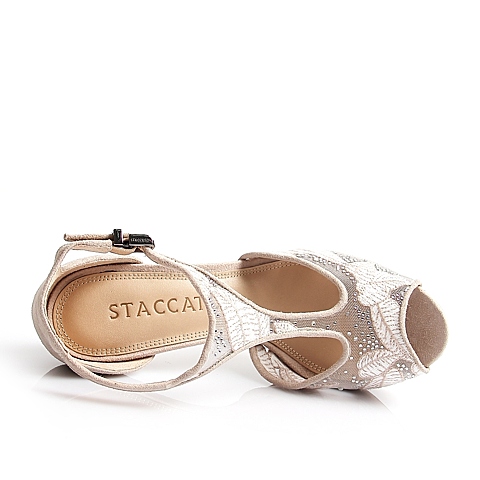 STACCATO/思加图夏季专柜同款浅灰/米女凉鞋9JK01BL6