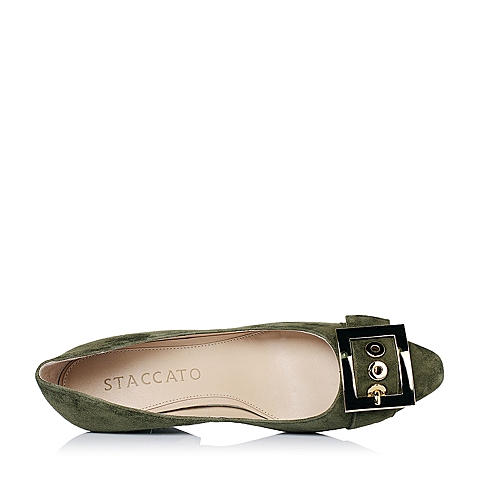 STACCATO/思加图秋季专柜同款墨绿色羊绒皮女单鞋9B703CQ6