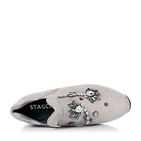 STACCATO/思加图秋季专柜同款灰色羊绒皮女休闲鞋9JX02CM6