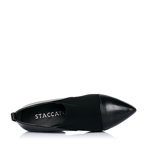STACCATO/思加图秋季专柜同款黑色牛皮女单鞋9JY02CM6