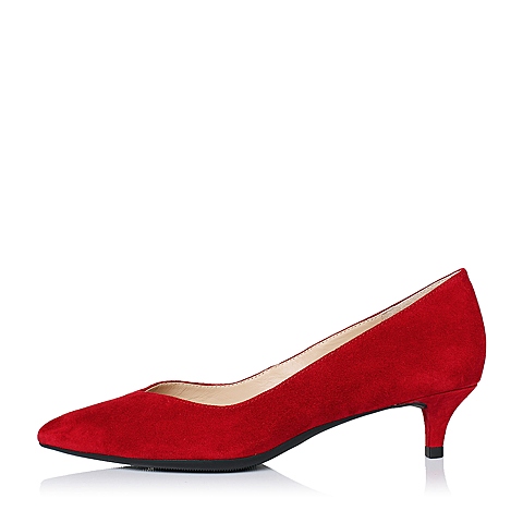 STACCATO/思加图秋季专柜同款深红色羊皮优雅V型剪裁女单鞋9UK13CQ6