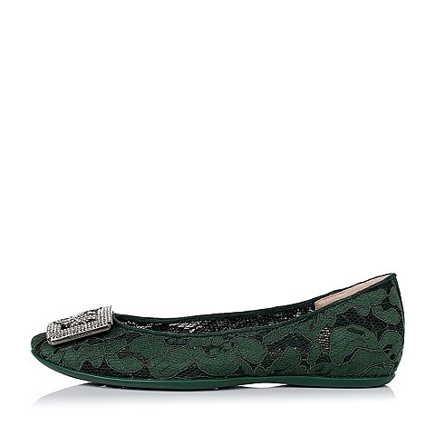 STACCATO/思加图秋季专柜同款绿色蕾丝网布女单鞋9YI09CQ6