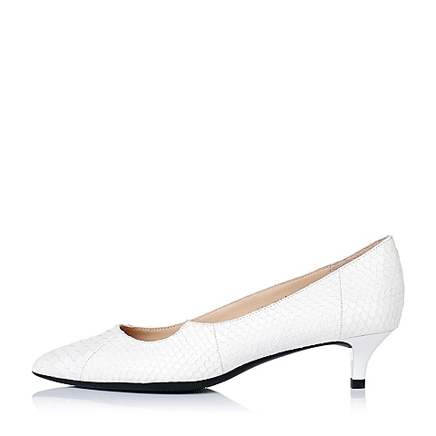 STACCATO/思加图秋季专柜同款白色蛇皮女单鞋9UK15CQ6